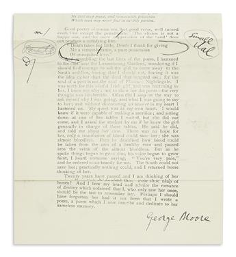 MOORE, GEORGE. Incomplete galley proof for part III of his serial article Moods and Memories Signed,
